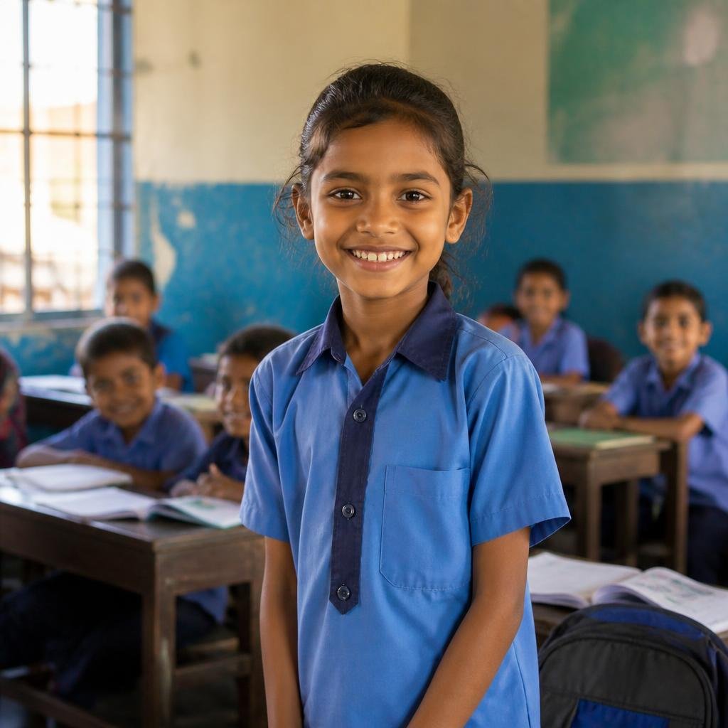Children learning together in a North Indian classroom