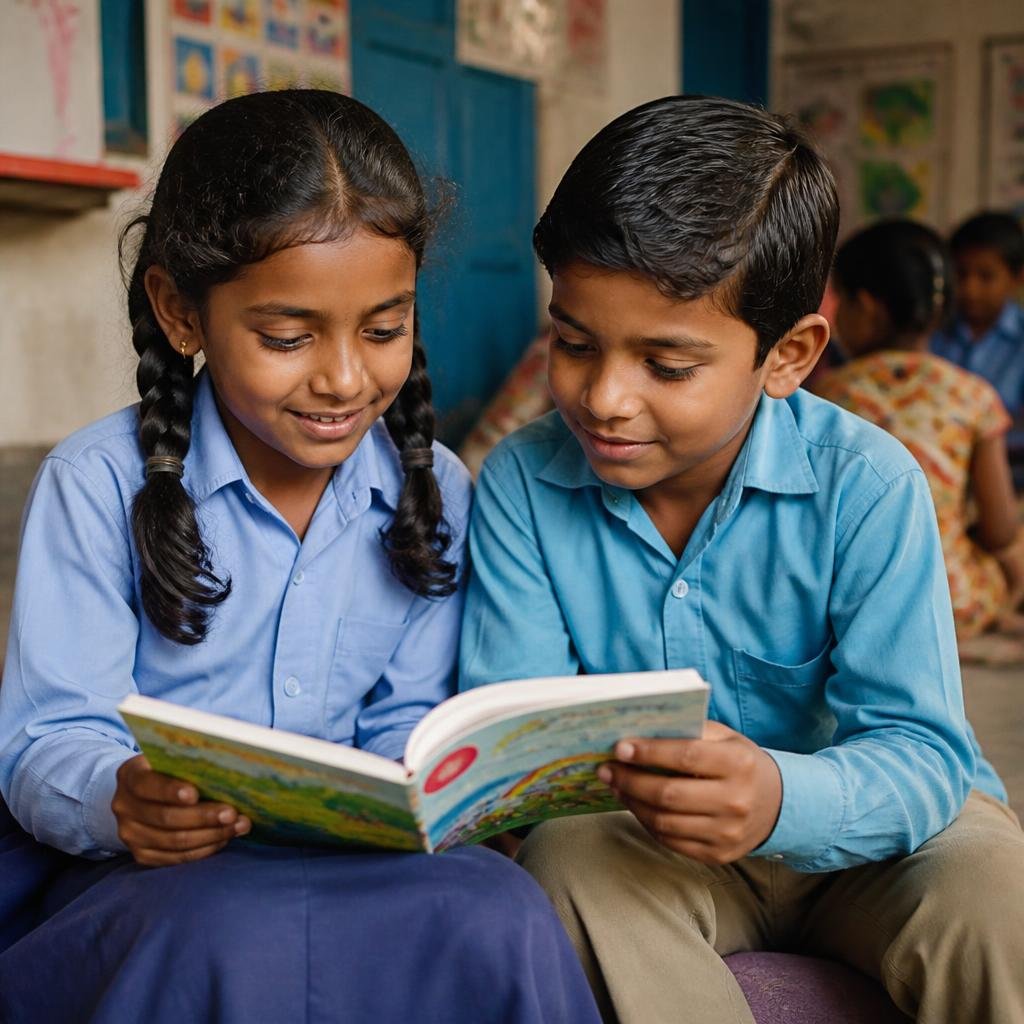 Children smiling together outside their learning centre